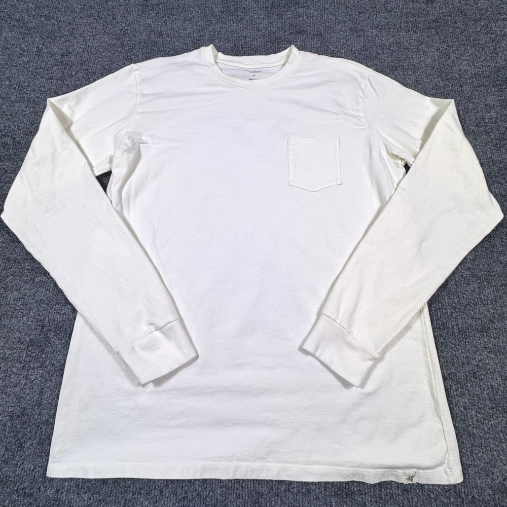 Burt's Bees Baby Mens Medium Long Sleeve Pocket T-Shirt Cream‎ Organic Cotton